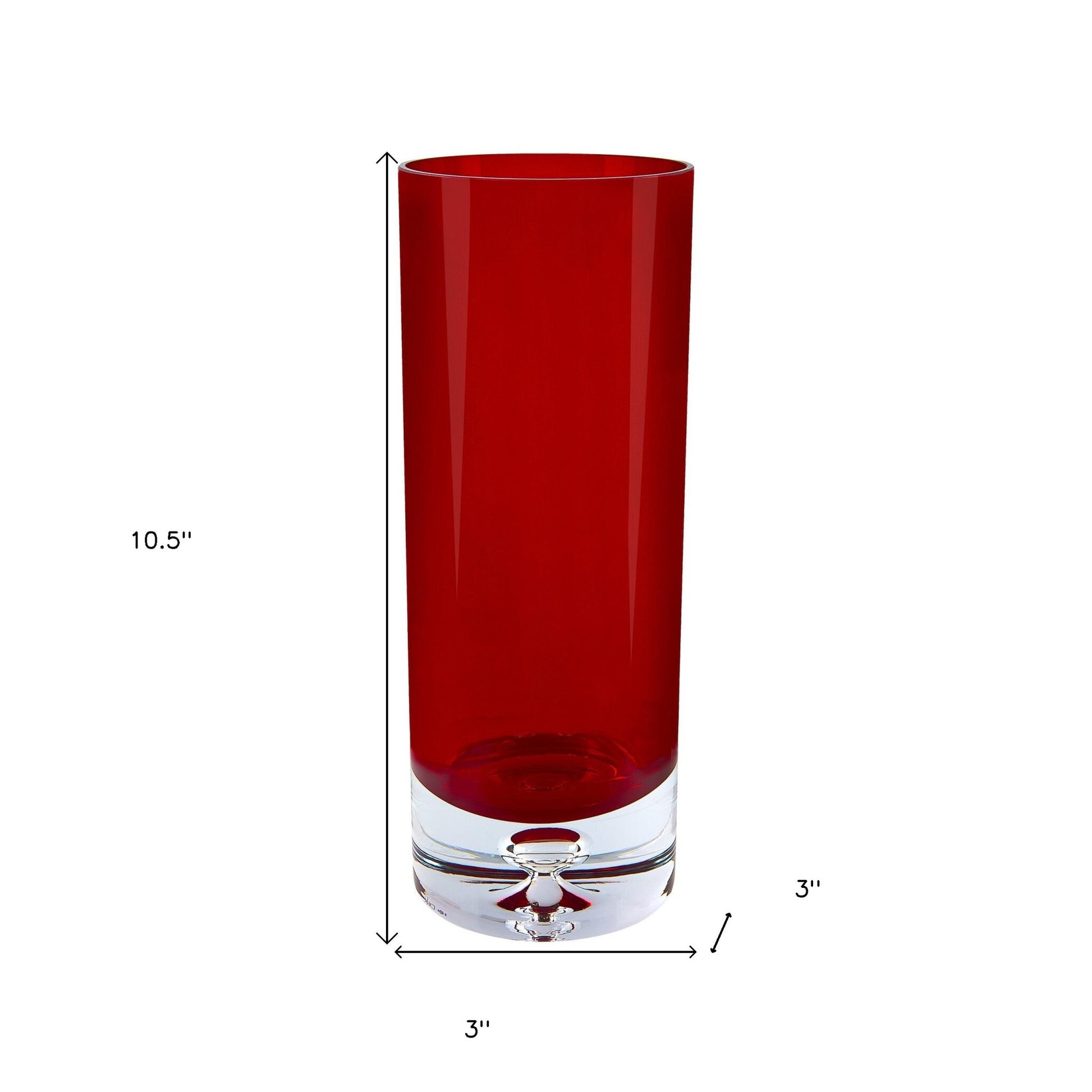 11 inch red cylinder crystal vase with striking color, elegant traditional home decor accent
