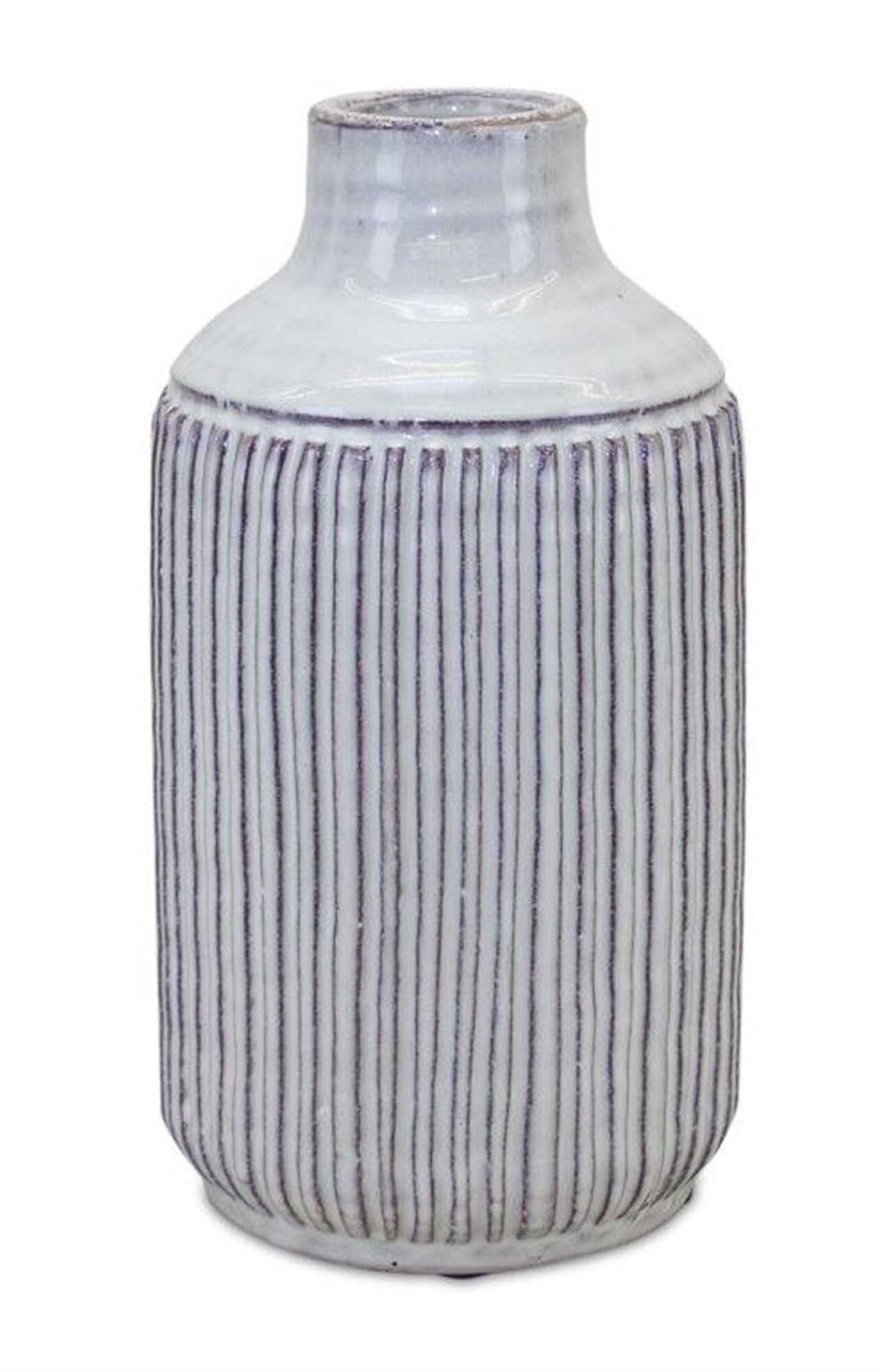 Terracotta cylinder vase close-up displaying textural carved pattern and organic earthy design
