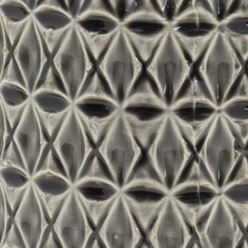 8 inch gray bud vase showing premium terracotta construction and geometric details, modern home decor
