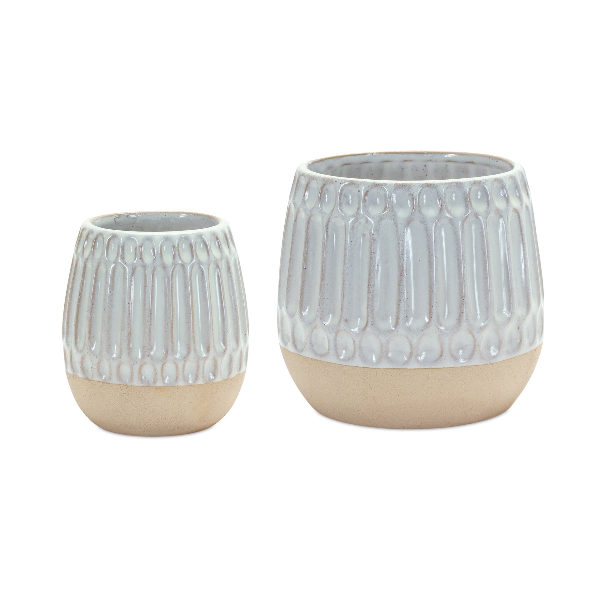 5 Inch Round Ribbed Vases - Perfect Compact Size for Tables Shelves and Contemporary Decor