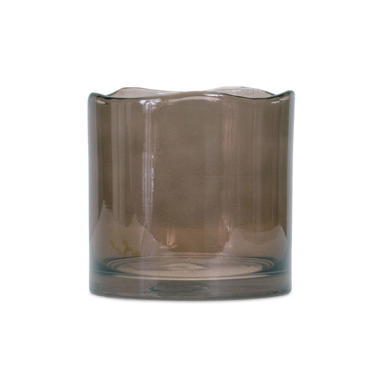 6 inch brown cylinder glass vase with contemporary design, warm minimalist table decor for modern home
