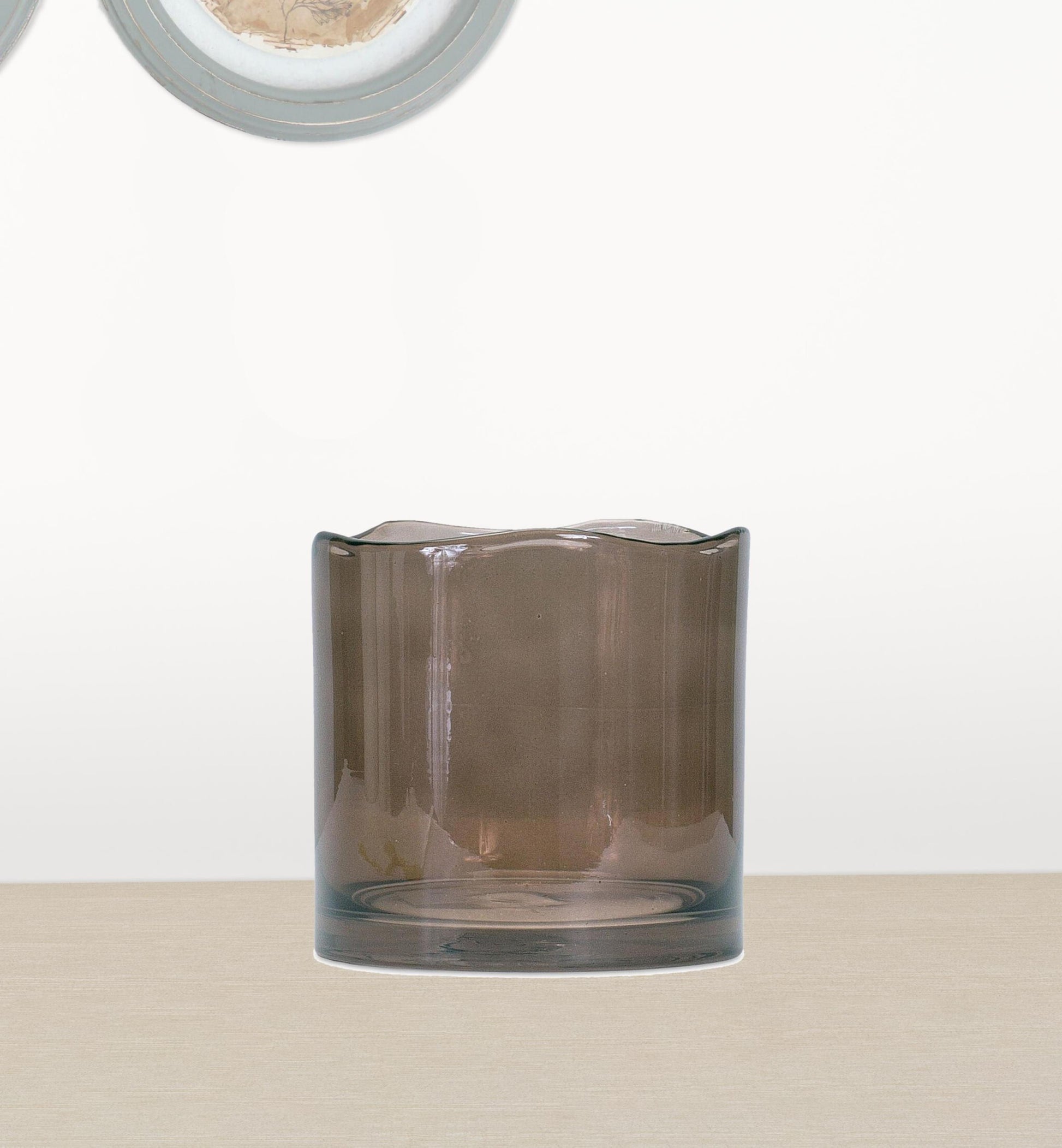 Contemporary brown glass vase detail view showing premium quality, 6 inch modern minimalist accent
