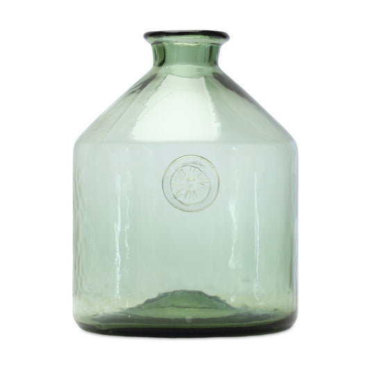 9 inch sage green cylinder glass vase with calming color, contemporary botanical table decor for home
