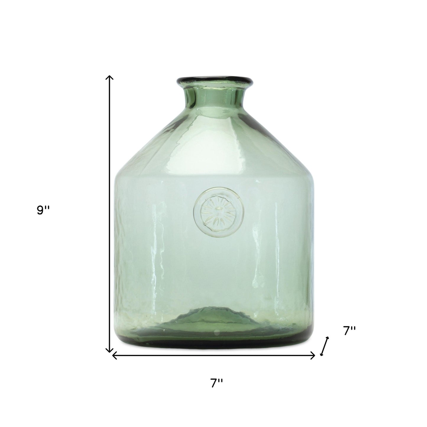 9 inch sage green cylinder glass vase full view, soothing botanical table decoration
