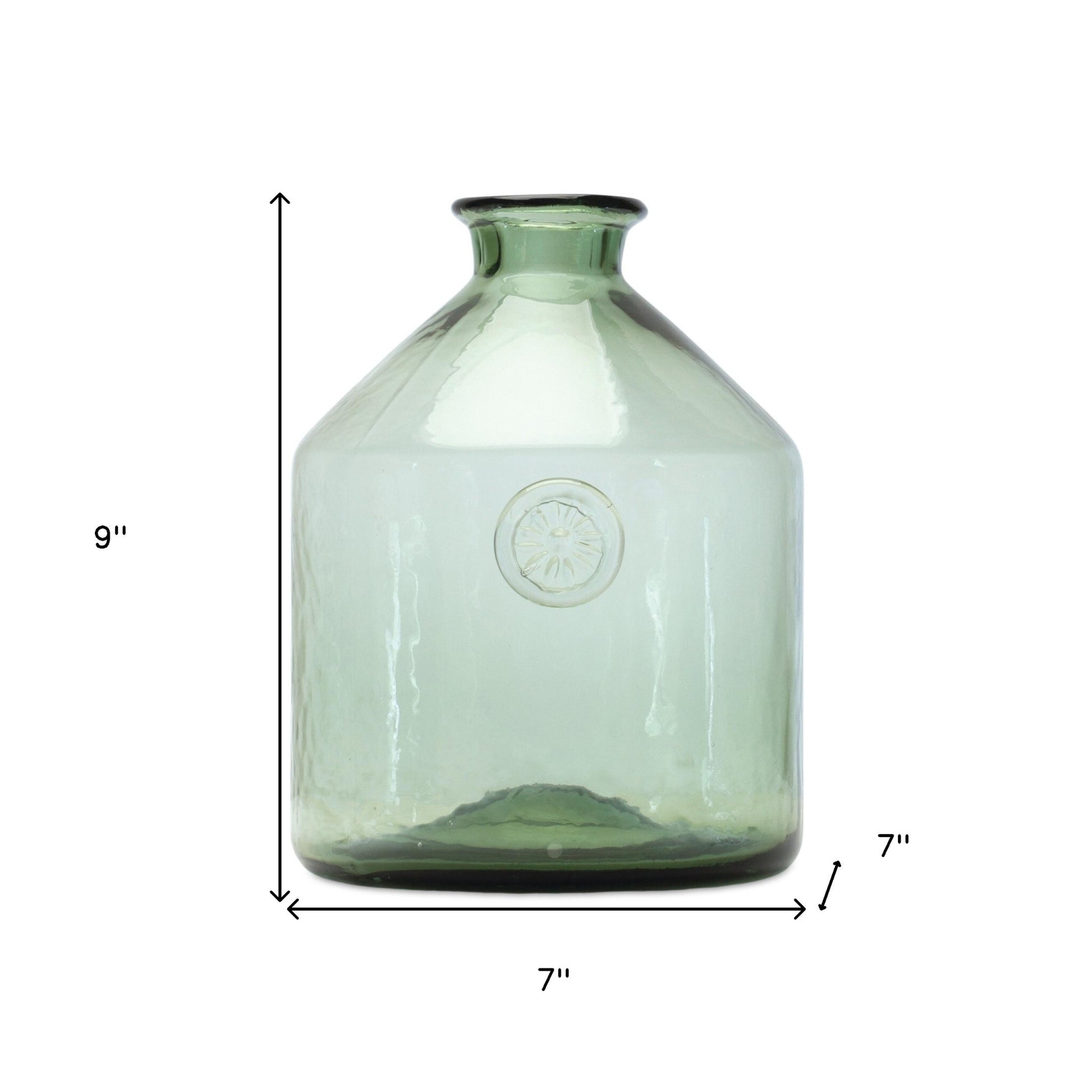 9 inch sage green cylinder glass vase full view, soothing botanical table decoration
