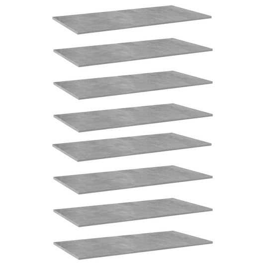 Concrete gray bookshelf panels set of 8 for modular storage system construction

