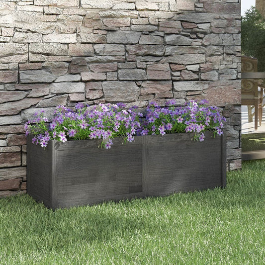 Grey pine wood garden planter - large 59 inch outdoor raised bed for flowers herbs plants

