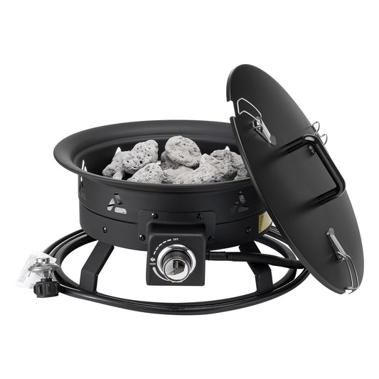 19-inch propane fire pit portable outdoor gas firepit with cover and adjustable flame
