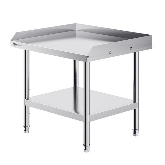 VEVOR 24x28 inch stainless steel commercial work table with 3-sided backsplash and adjustable height for restaurant food prep

