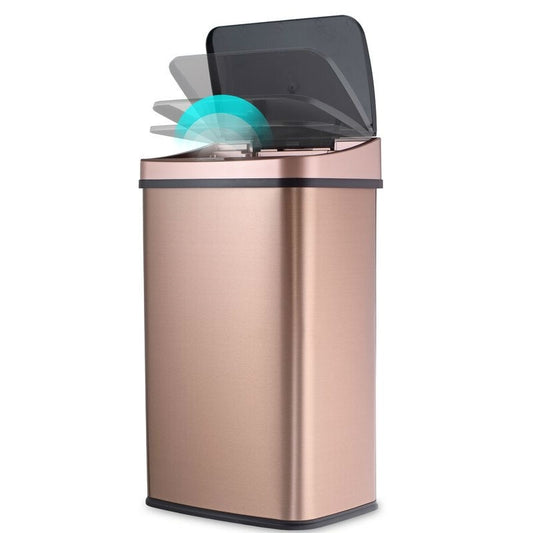 13 gallon gold copper stainless steel motion sensor trash can with automatic lid
